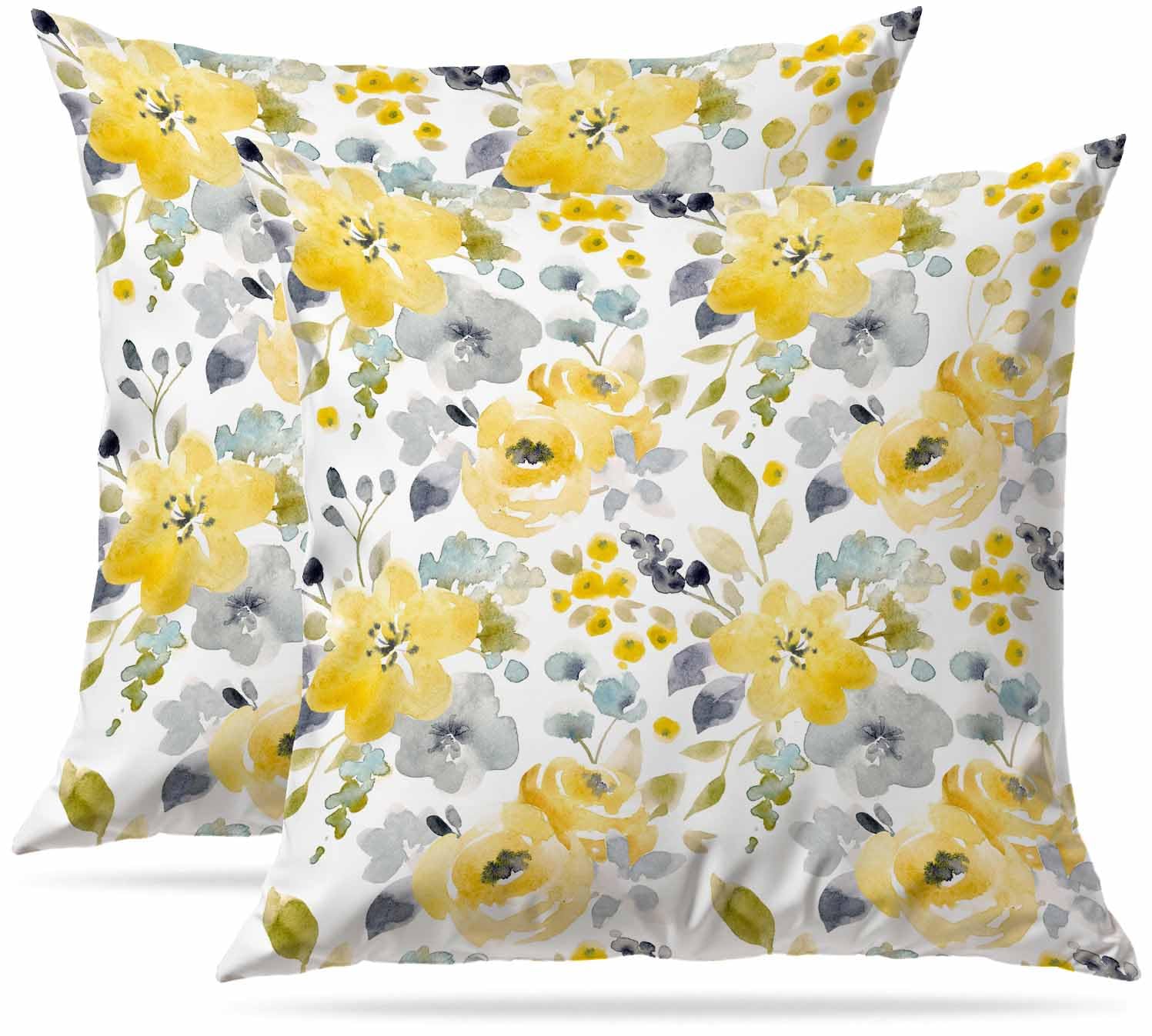 Zovinex Floral Watercolor Cushion Covers 45 X 45 Cm Set Of 2 Pack Soft Short Plush Decorative Square Throw Pillow Case Pillowcases For Sofa Bedroom Outdoor Home Office Car Decor With Invisible Zipper