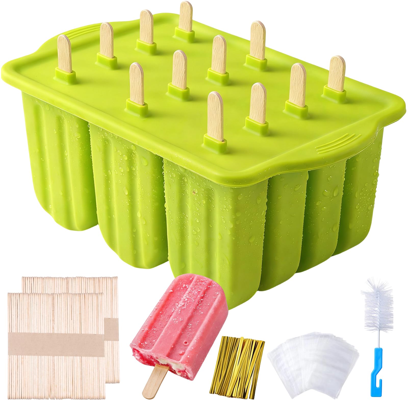 Ice Lolly Moulds 12 Pieces, Reusable Ice Pop Moulds Set BPA Free
