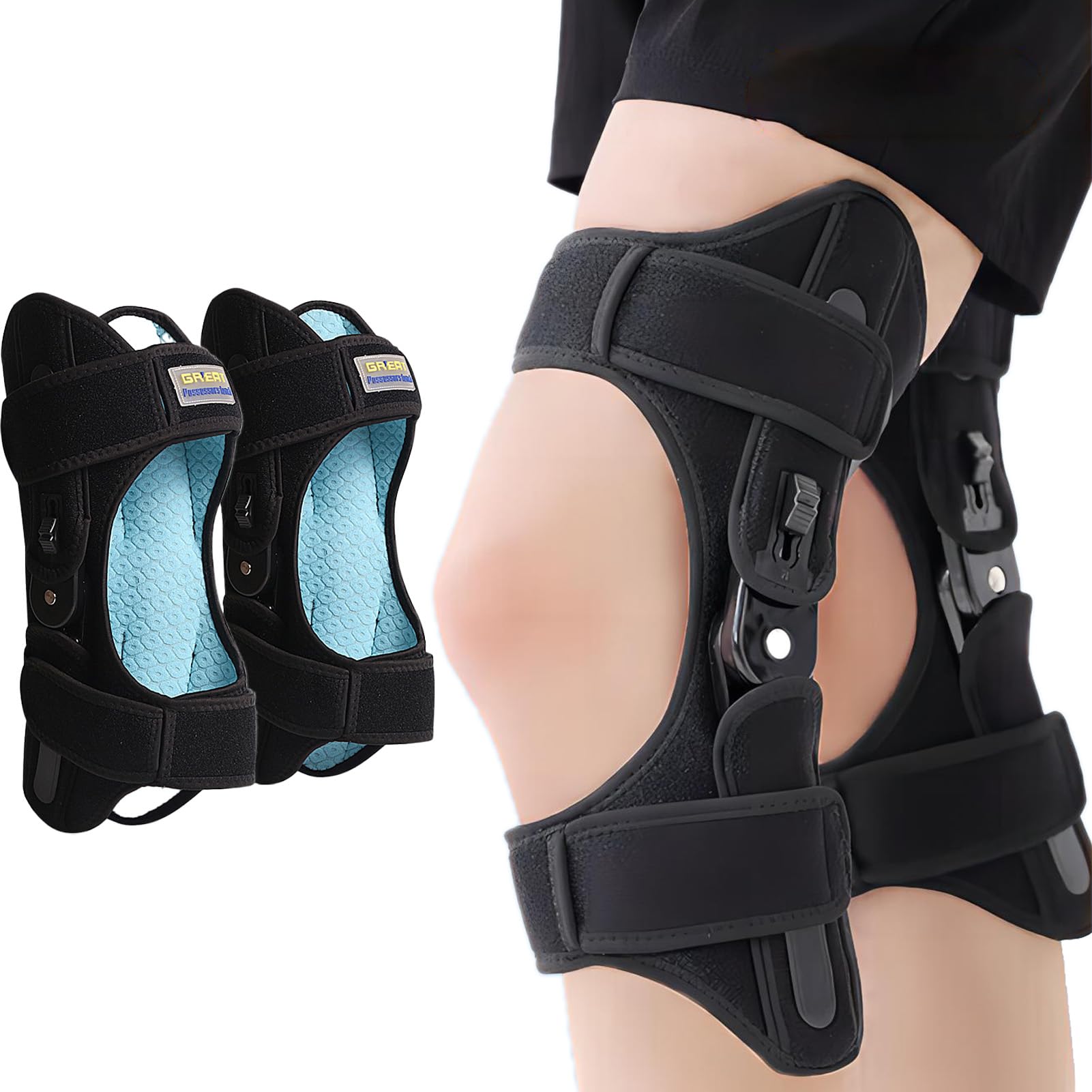 Ginocchiera Sportiva con Molle a Doppia Azione, Tutore Ginocchio Regolabile per Running, Palestra e Ciclismo, Stabilizzazione Rotula, Design Traspirante e Antiscivolo,Nero