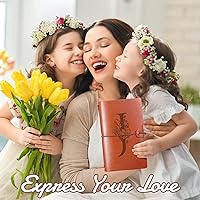 Vista 3 de Booson Diario de viaje inicial de cuero, cuaderno personalizado con monograma, regalos de apreciación, diario recargable y personalizado