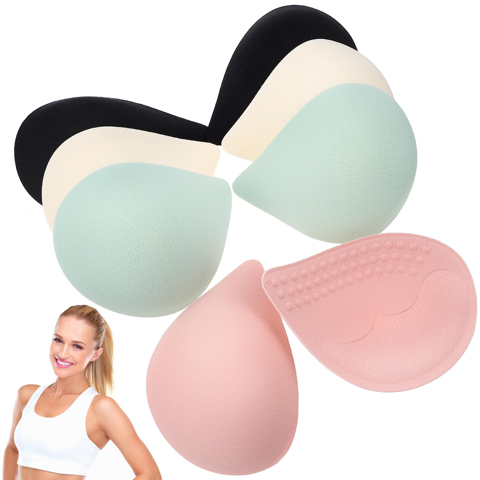 12 Pares de Insertos de Almohadillas para Sujetador Flexibles y Reutilizables, Ligeros, de Fibra Elástica y Poliéster, Ideales para Sujetadores Deportivos y Trajes de Baño