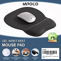 Vista 7 de MROCO Alfombrilla ergonómica para mouse con reposamuñecas de gel, superficie de soporte de muñeca suave, base de poliuretano antideslizante