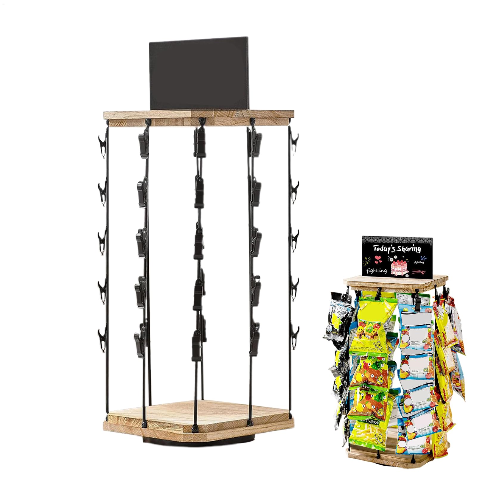 Generisch Chips Ständer, Snacks Display Rack Für Theke, 360° Drehbarer Chipstütenhalter Mit Tafel, Snackständer Für Hochzeit, Büro, Geschäfte, Küchen