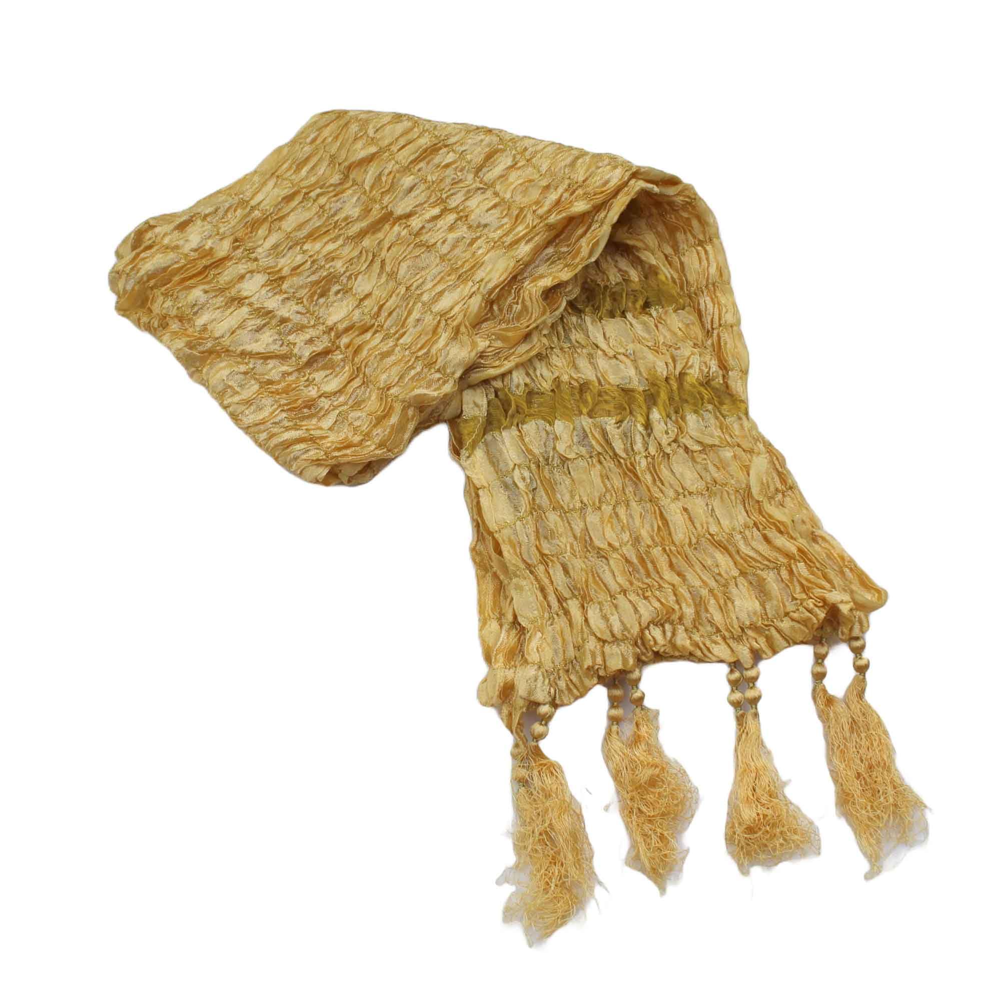 Men's Silk Gold Crush Sherwani Dupatta Stole Chunni (Beige, 2.3 Metre Length)