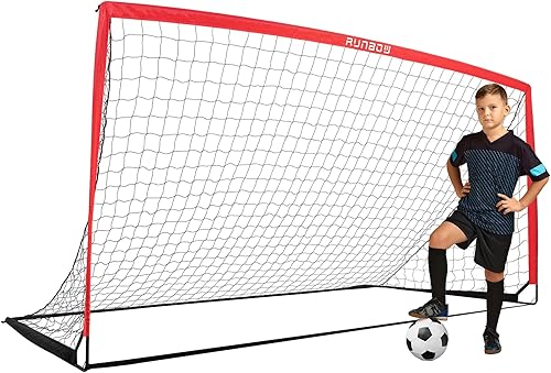RUNBOW 11x5.5' 9x5' 6x4' FT Kids Soccer Goal with Carry Bag, Portable Folding Soccer Net for Backyard Training, IndoorOutdoor Use for Youth and