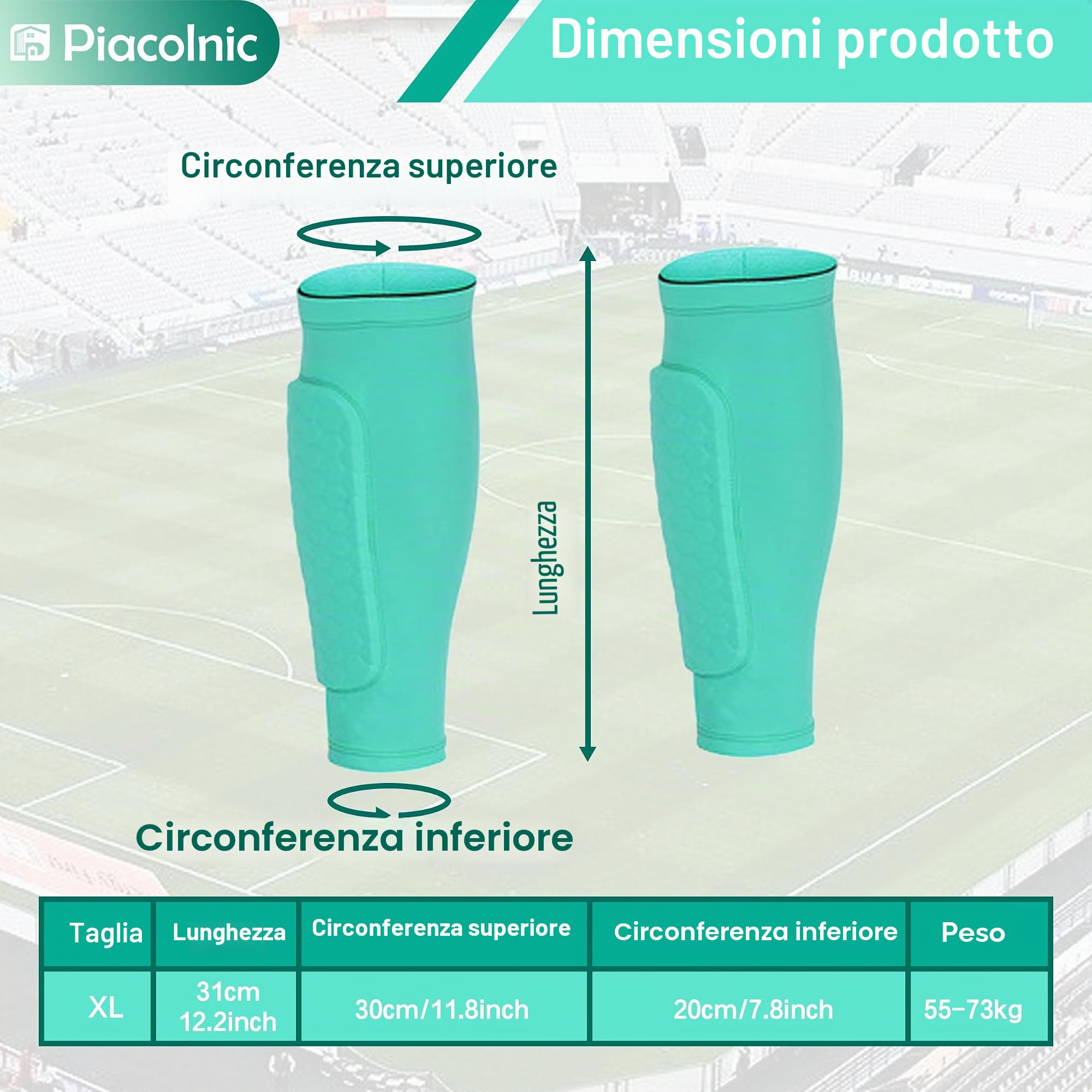 Parastinchi da Calcio Calzino Verde - Universali per Adulti, Antiscivolo, Protezione Gambe, Maniche per Partite di Calcio
