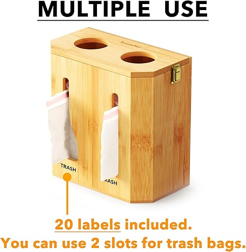 Miniatura 6 de SpaceAid Soporte de rollo y dispensador de bolsas de basura 2 en 1 de bambú, organizador debajo del fregadero para almacenamiento de cocina