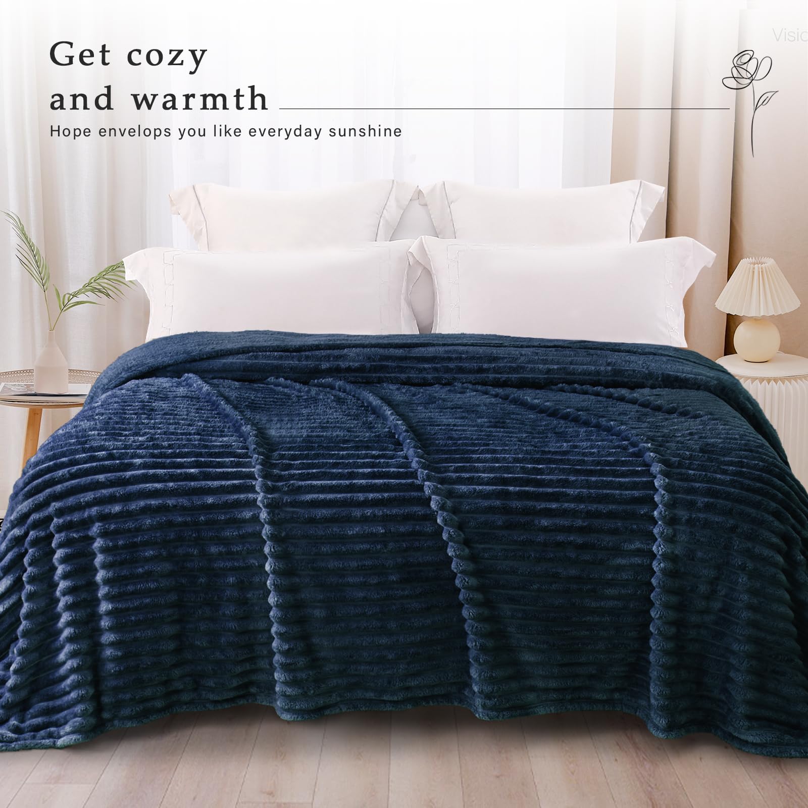 Exclusivo Mezcla Fleece Throw Blanket for Sofa Super Soft Striped Jacquard Bed Blanket - Image 2