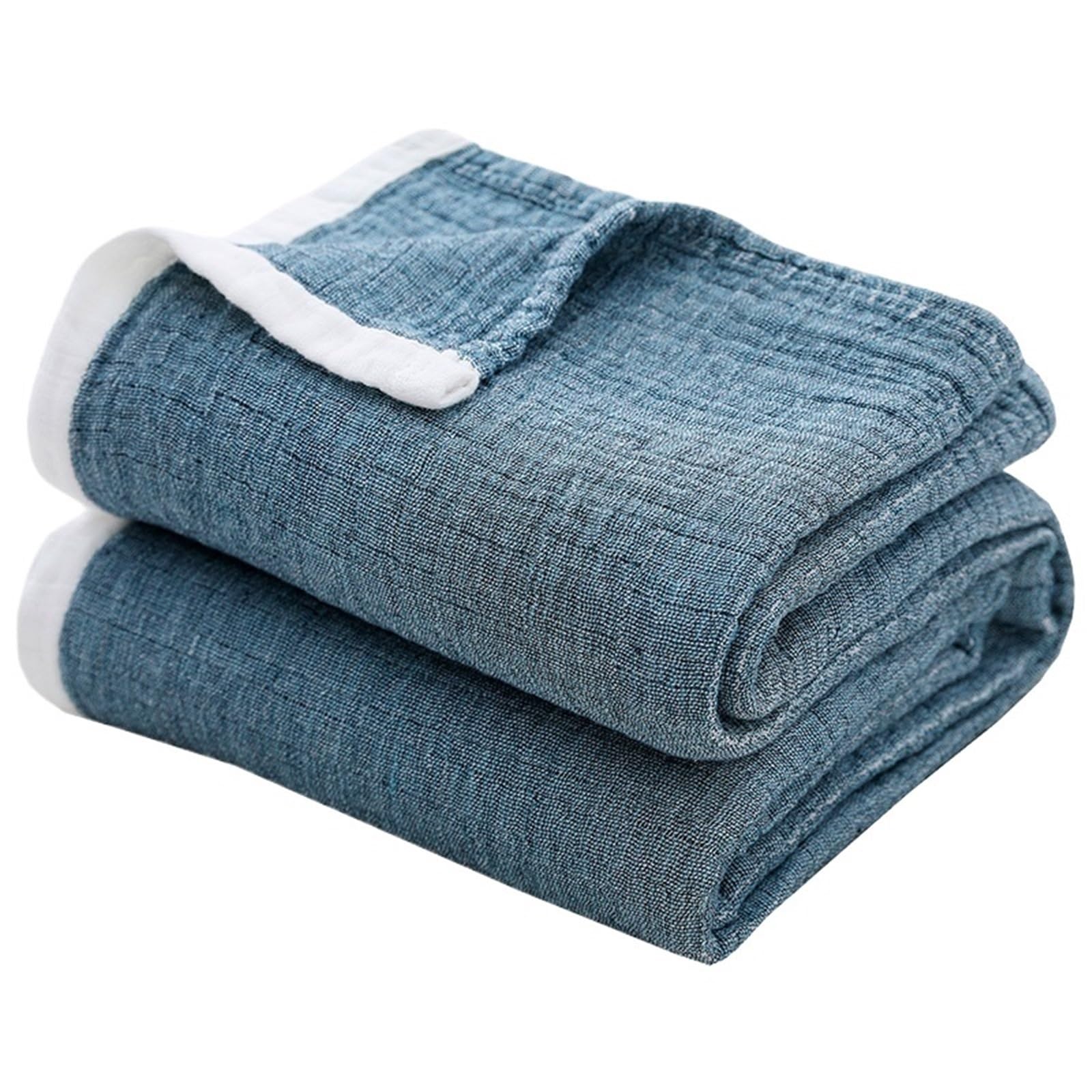 FIgpmwld Cotton Muslin 4-Layer Yarn Dyed Throw Blanket Multiple Sizes(Color2,76x104cm)