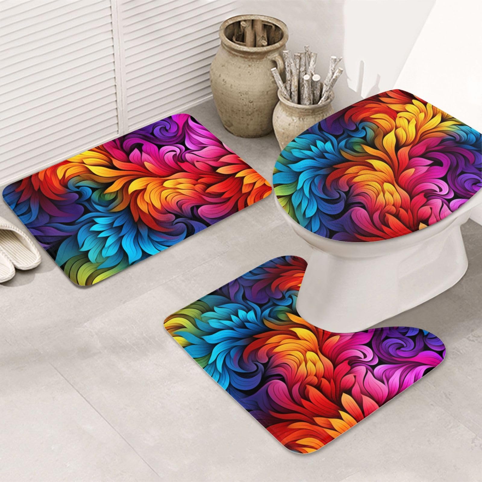 Tapis de salle de bain lot de 3 pour une déco de douche vive