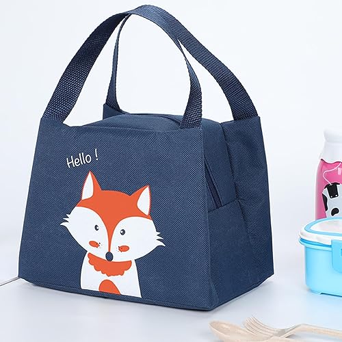 Miniatura 10 de Bolsa de almuerzo aislante con asa, bolsa de almuerzo reutilizable, bolsa estilo bento, estuche para almuerzo con bolsillo para pícnic, trabajo,