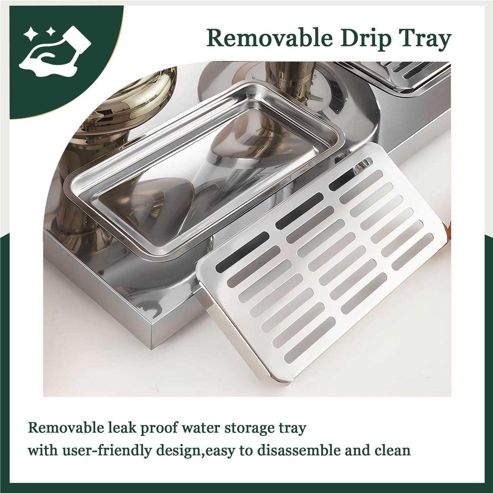 Szklany dzbanek do napojów z wkładem lodowym, Serwer na soki Gold Party 26x34x54 cm Gorące zimne z komorą lodową Taca ociekowa Pojemnik wodę
