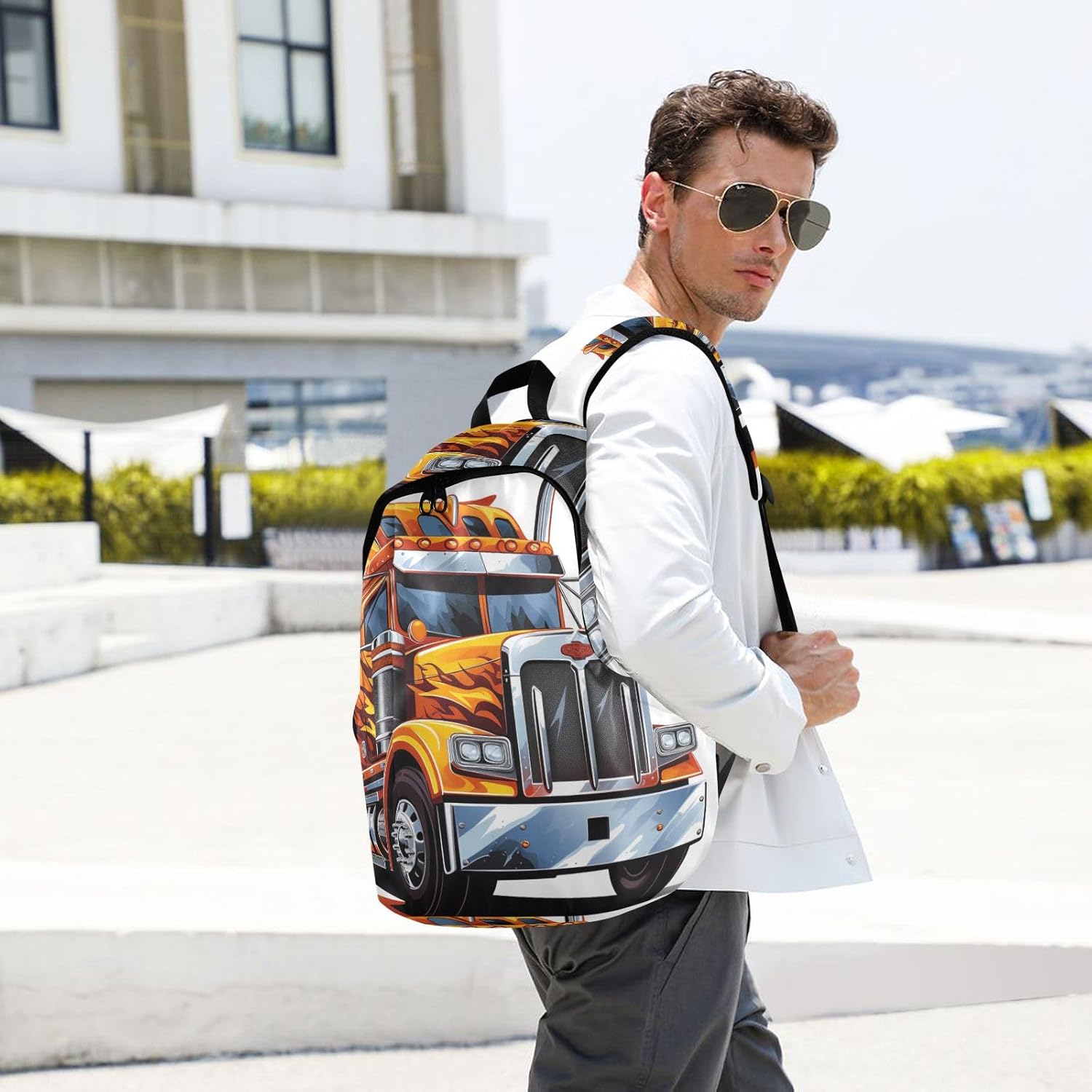 Travel Backpack for Men Laptop Bag Work Fashion Design Daypack Trucks Large Lightweight Outdoor Casual