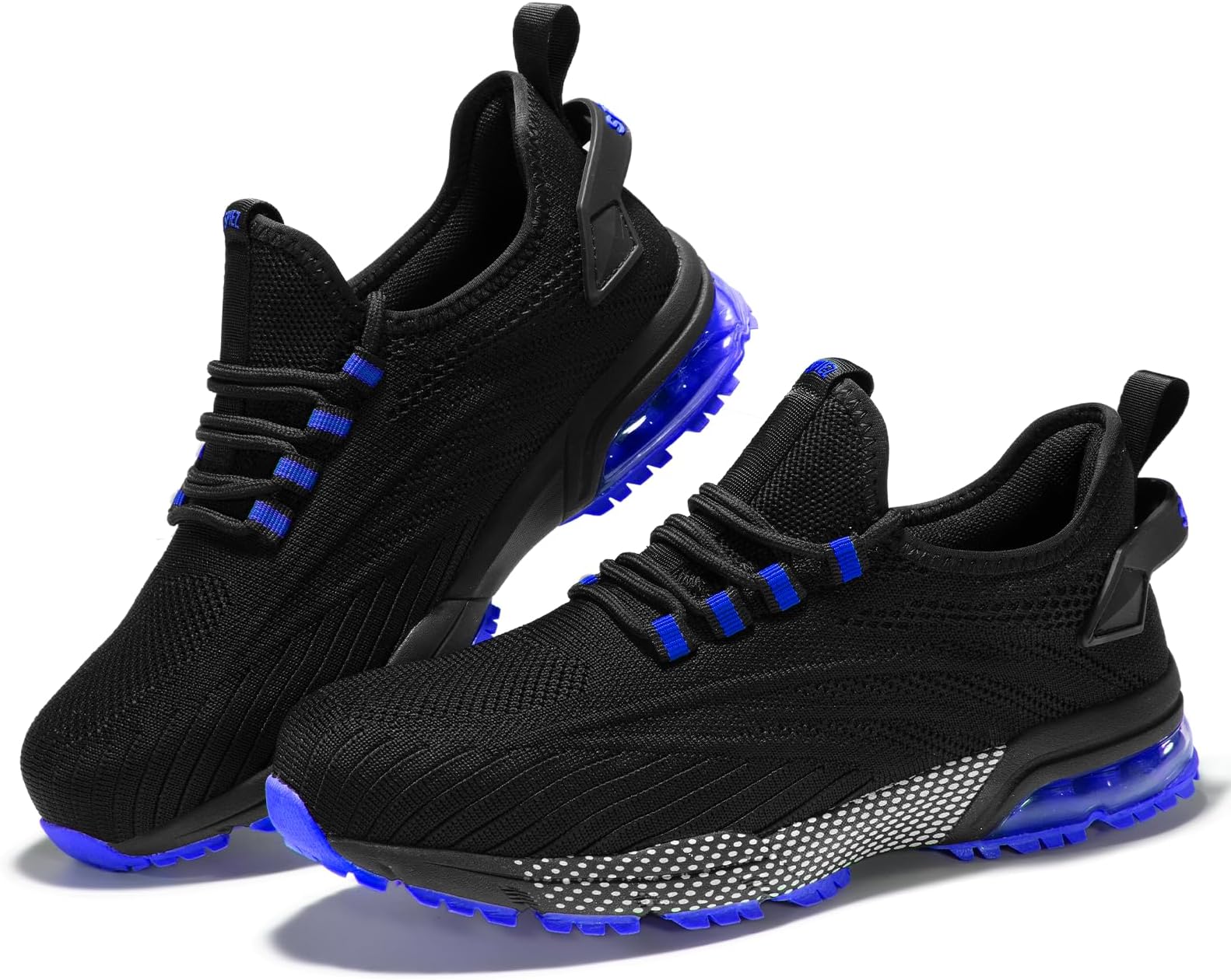 SPIEZ Composite Toe Slip Resistant Safety Shoes, Non-Steel-Toe Ultra Lightweight Air Cushion Puncture Proof Athletic Gym Breathable Unisex Safety Trainers Black/Blue UK2.5-11