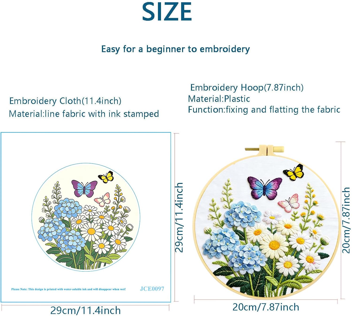 Qvthpv Embroidery Kit for Beginners, Stamped Butterfly Flower Garden image 4