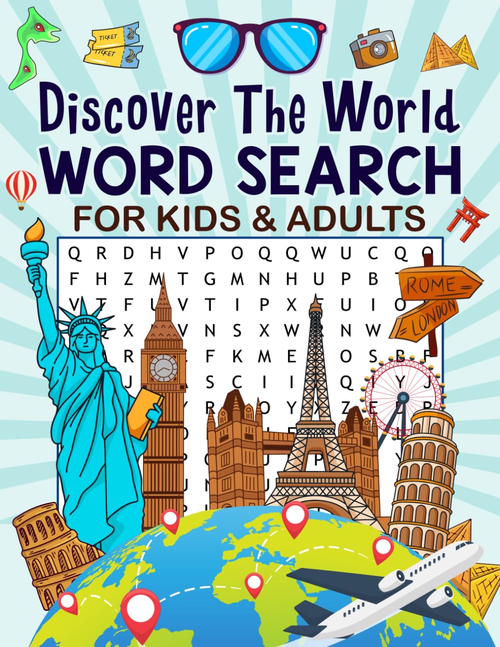 Discover The World Word Search For Kids & Adults: Explore Countries, Capitals & Famous Cities in Fun Puzzles for All Ages