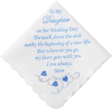 HOULIFE Embroidered Wedding Handkerchiefs, Wedding Gifts for Bride Groom