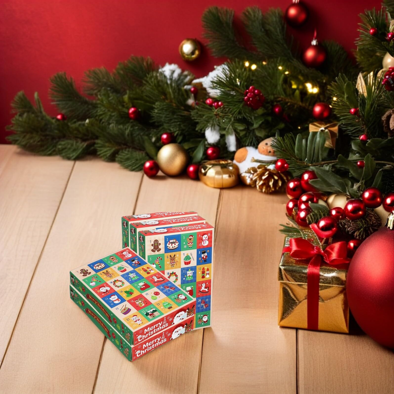 5pezzi Scatole Avvento Vuote di Carta da Riempire Scatole Regalo per Conto alla Rovescia di Natale del Calendario Avvento per Vacanze