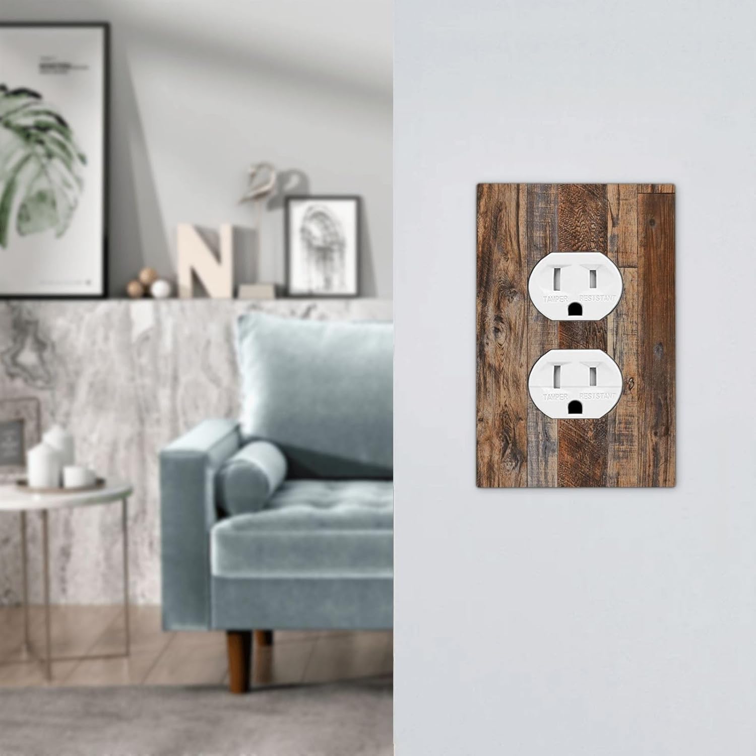 Rustic Brown Wood Grain 1 Gang Duplex Outlet Covers Electric Socket Switch Plate Decorative Light Switch Cover for Bedroom Bathroom Decor 5 X 3 IN（Plastic）