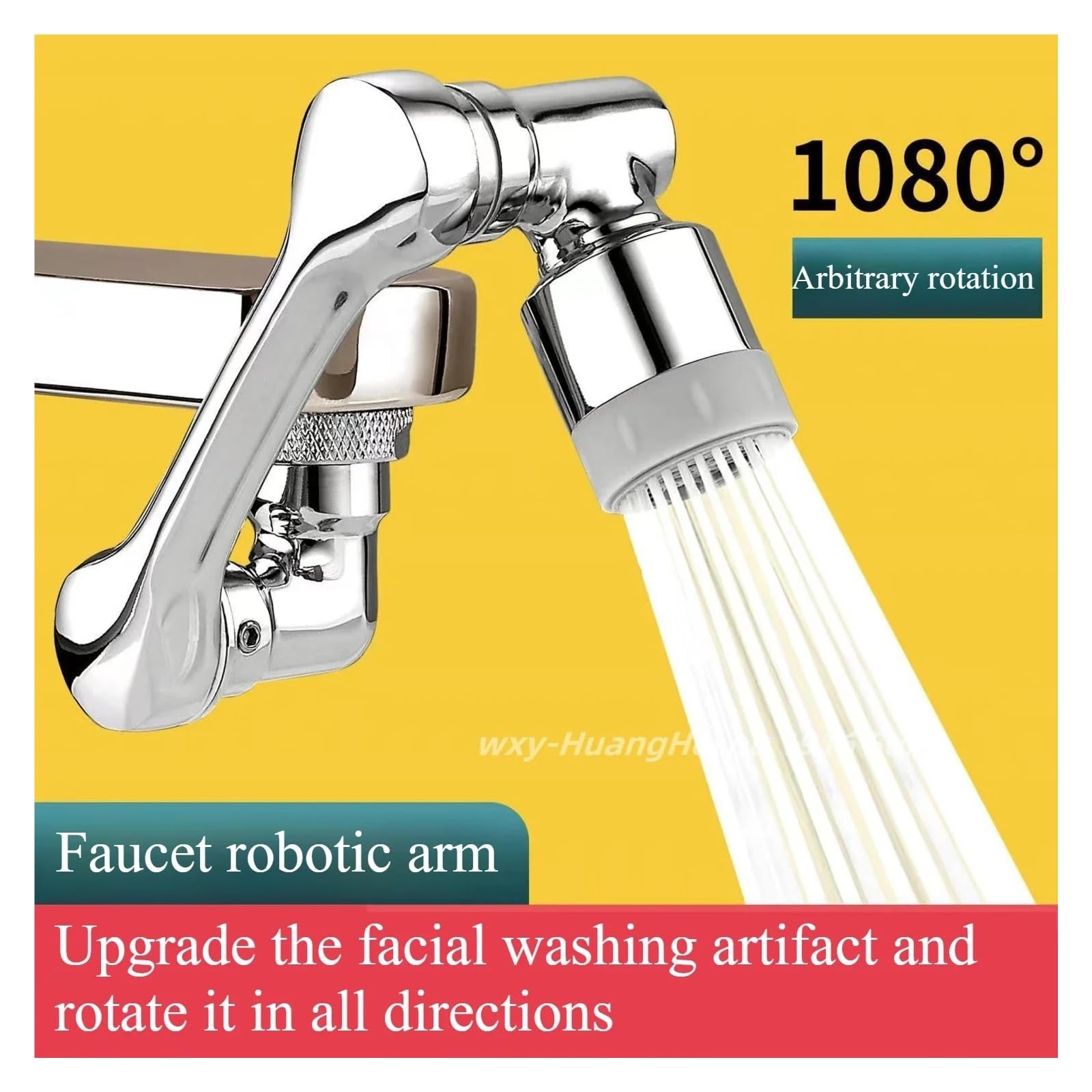 Obrotowy o 1080° wielofunkcyjny przedłużacz kranu, ramię robota z filtrem wody do zlewu kuchennego, łazienki, akcesoria do napowietrzania kranu (srebrno-drugi bieg)