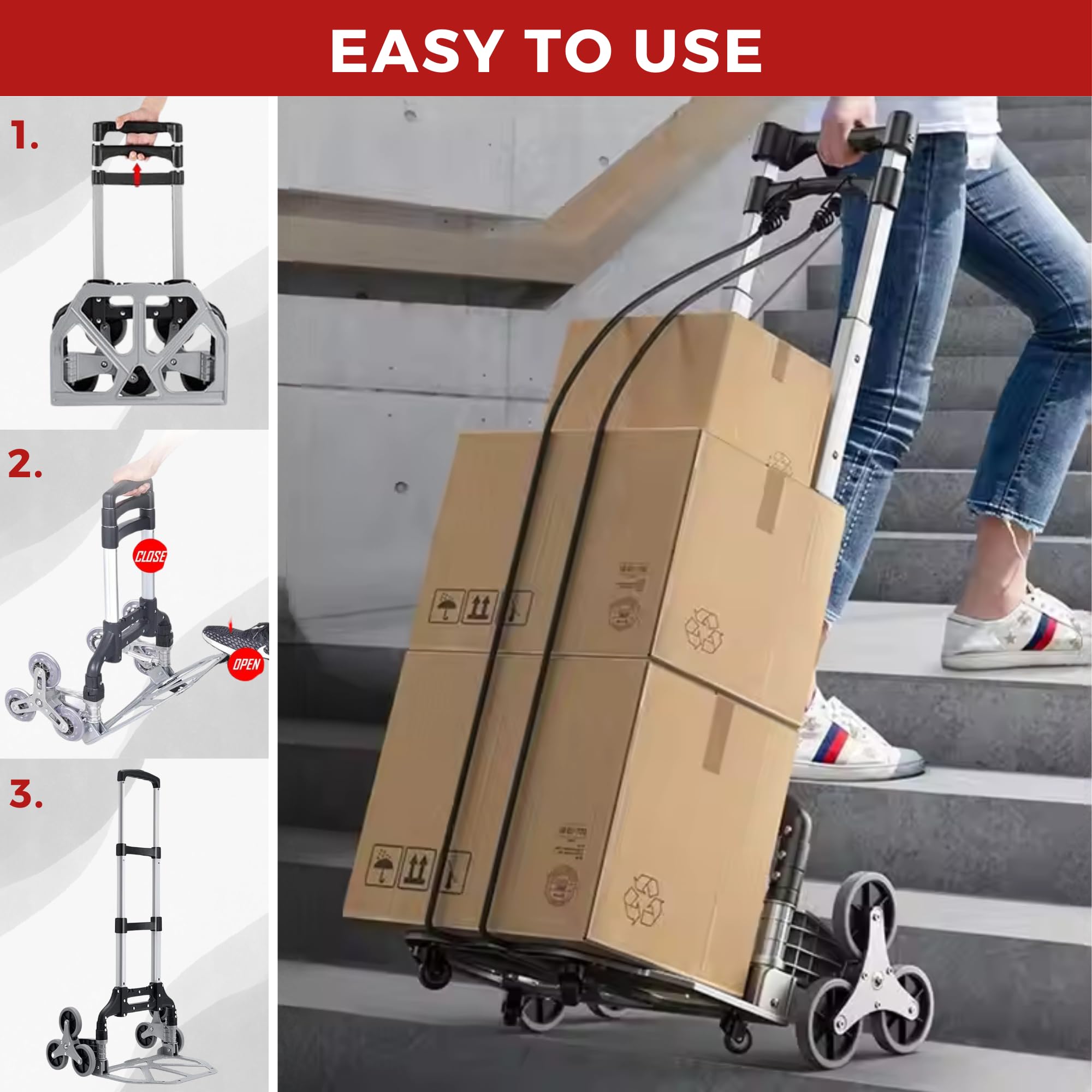 Carrello Multifunzionale Carrello Pieghevole For Ruote Da Sacco Pieghevole For Carichi Pesanti Da 40 Kg Carrello Pieghevole For Carriola Carrello For Bagagli Da Viaggio Carrello For La Spesa Portatile - Foto 4