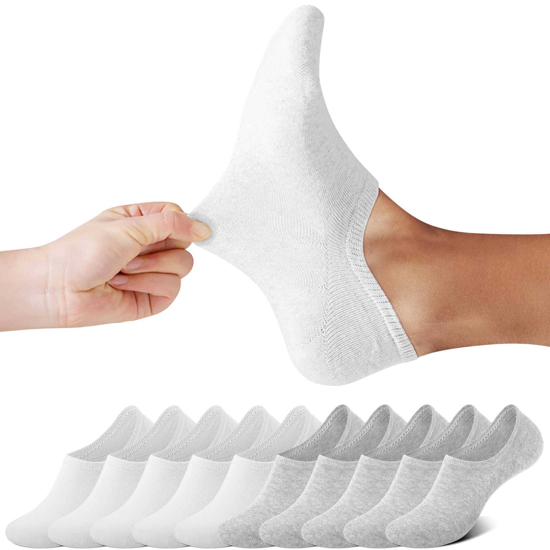 FALARY Sneaker Socken Damen & Herren 10 Paar Füßlinge Sneakersocken Unsichtbare Füsslinge Footies Gr. 35-50