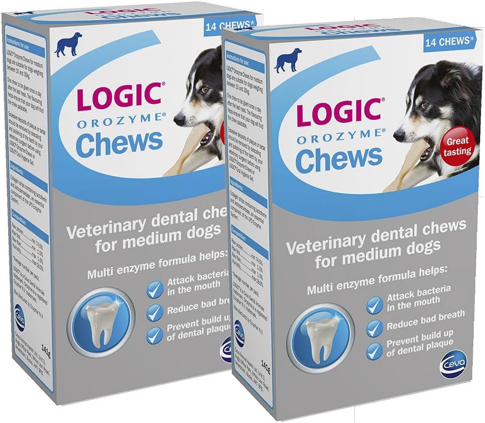 LOGIC OROZYME Veterinary Dental Chews for Medium Dogs 2-PACK (28 Chews)