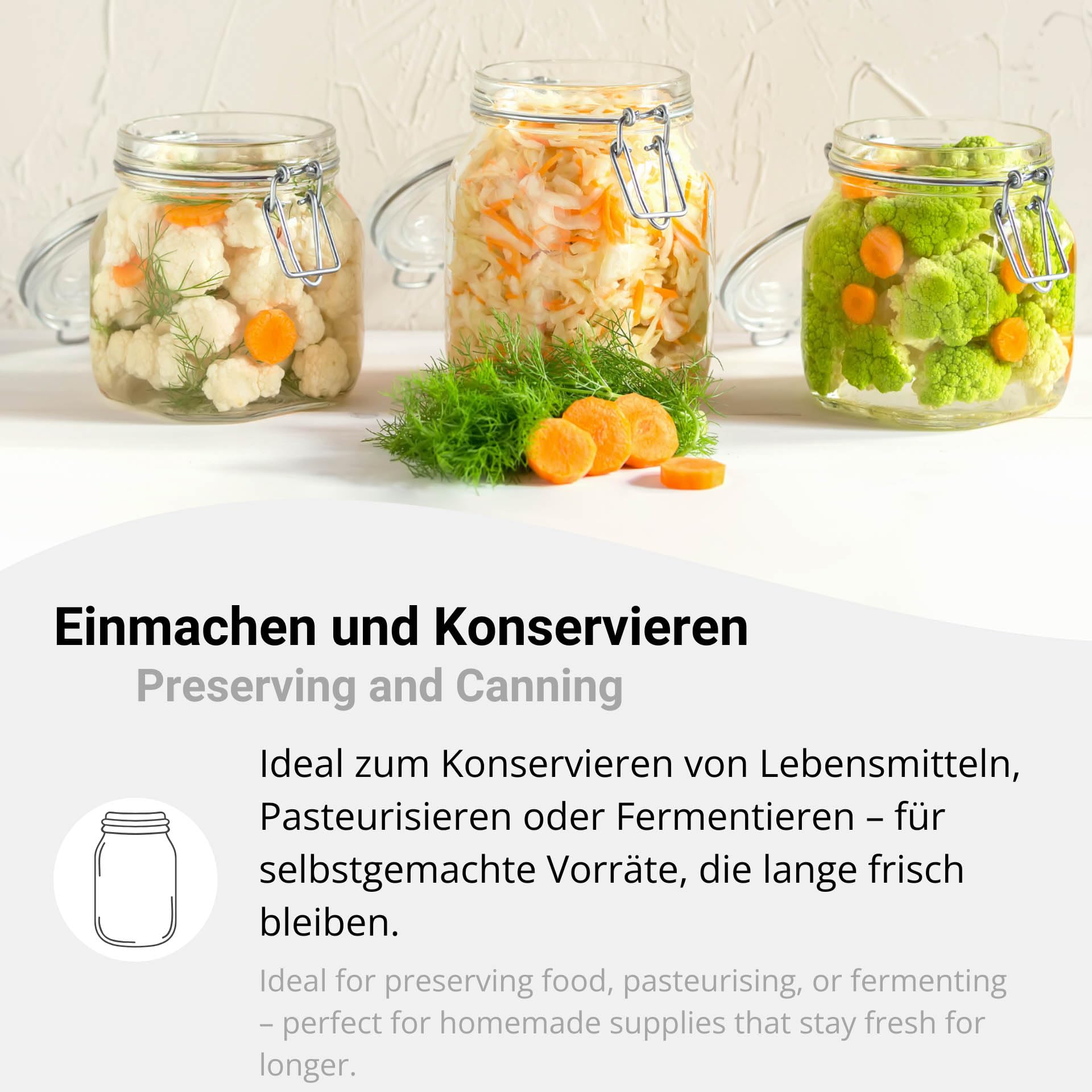 DistrEbution Einmachgläser 1500ml mit Bügelverschluss – 24er Set Drahtbügelgläser für Konservieren, Fermentieren & Einlegen – Luftdichte Vorratsgläser zum Aufbewahren