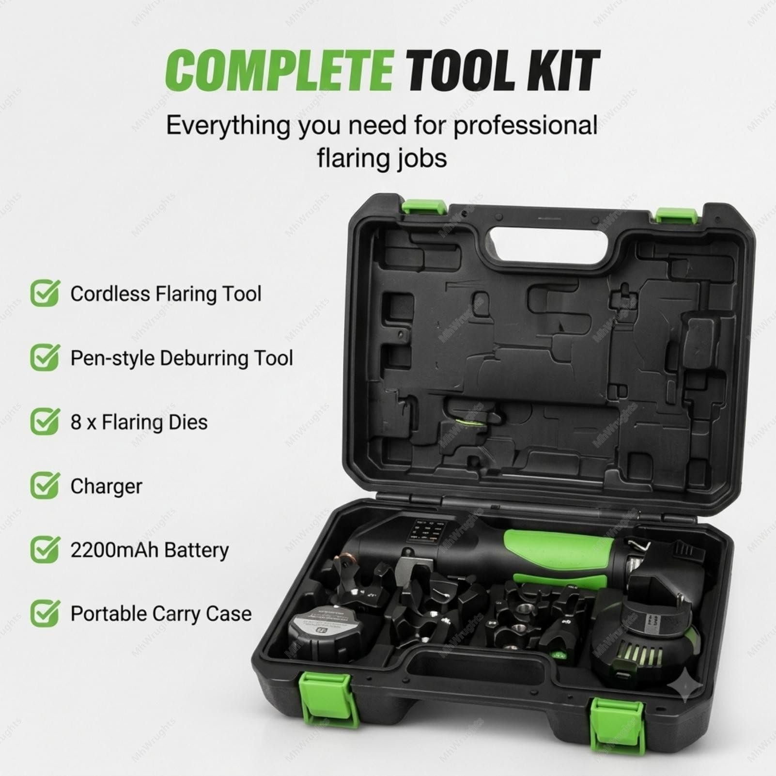 Kit de Herramientas para abocardar tuberías de HVAC, Herramienta eléctrica inalámbrica para abocardar tuberías de Cobre con 8 Matrices Intercambiables para Aire Acondicionado