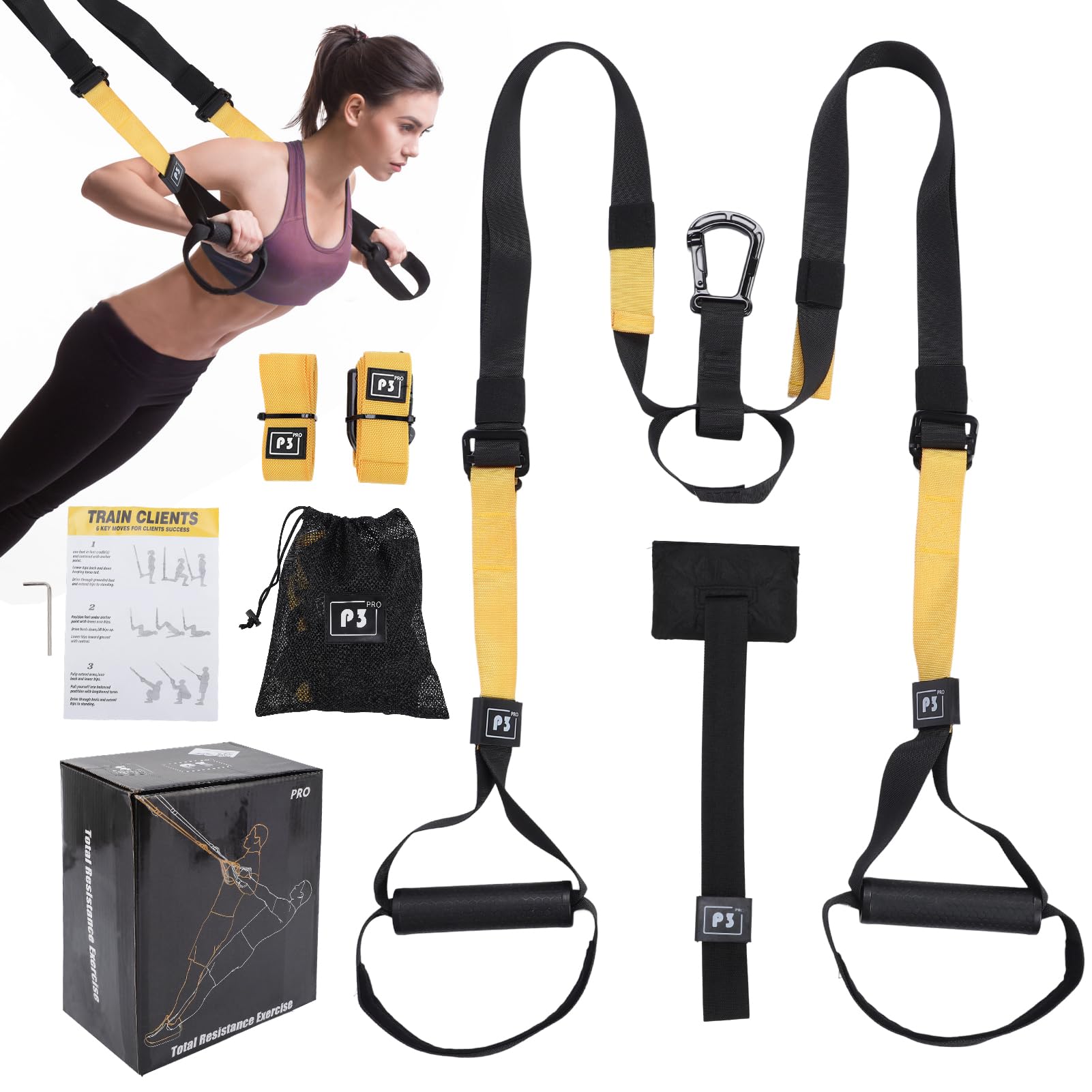 Sling Trainer Sistema de entrenamiento en suspensión para todo el cuerpo Correas de fitness portátiles Bandas de ejercicio de alta resistencia para gimnasio en casa