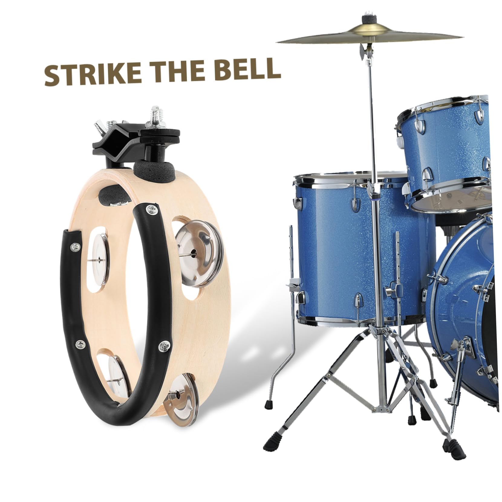 NULYLU Beginner Drum Accessory Versatile Hand Shaking Tambourine with Clamp for Quick Setup Durable Design for Enhanced Performance Various Musical Styles