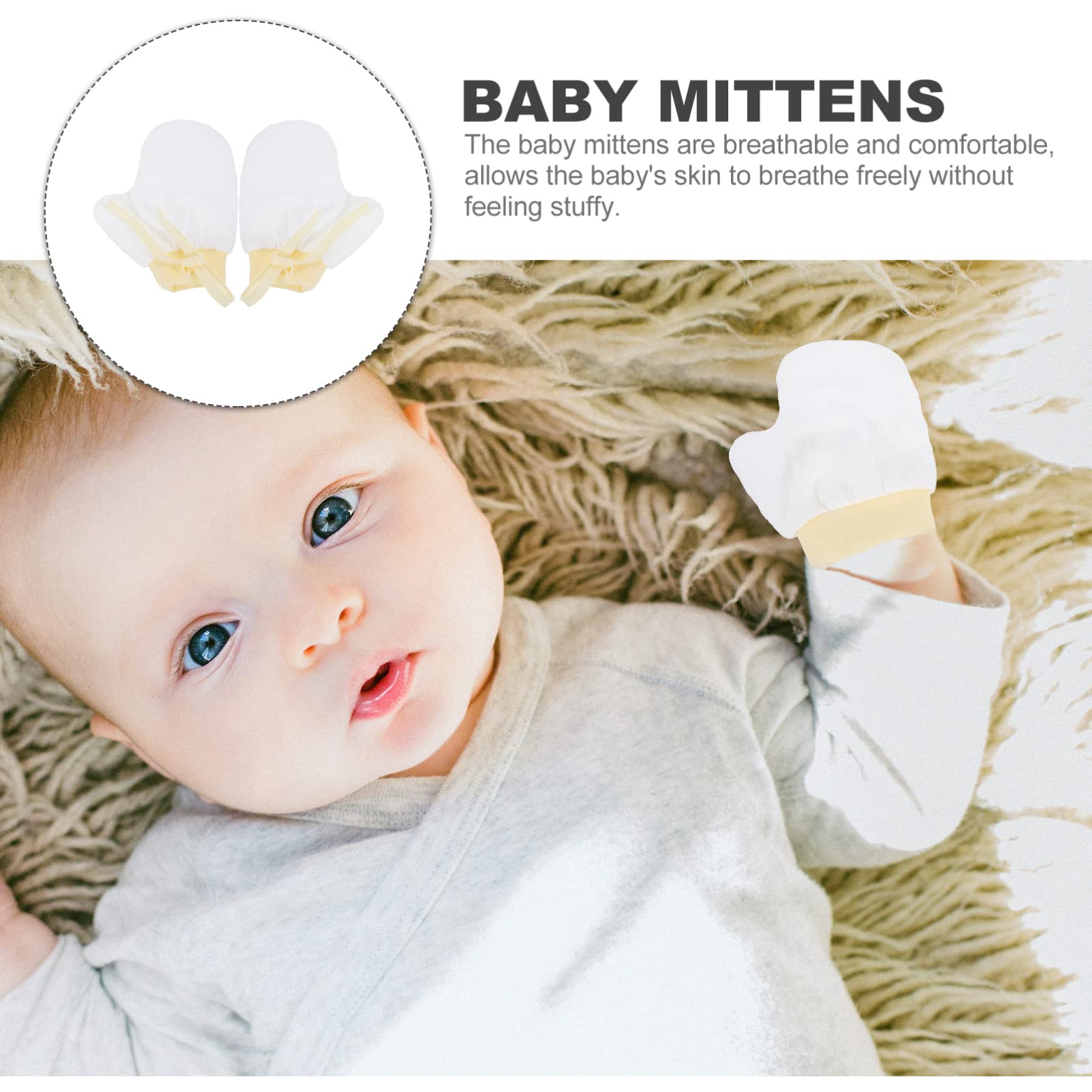 BESPORTBLE 1 Pair Baby Mittens Newborn to 6-12 Months Anti-eating Gloves Adjustable Buckle Breathable Comfortable Safe Material