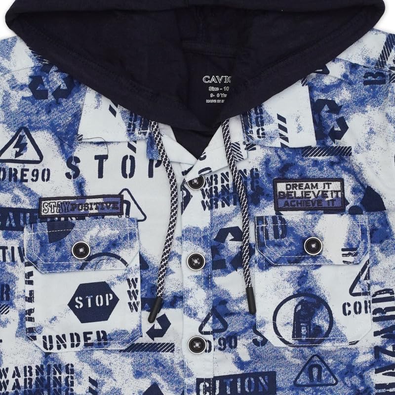 Image of CAVIO Boys Printed Casual Jacket With Hooded T-Shirt