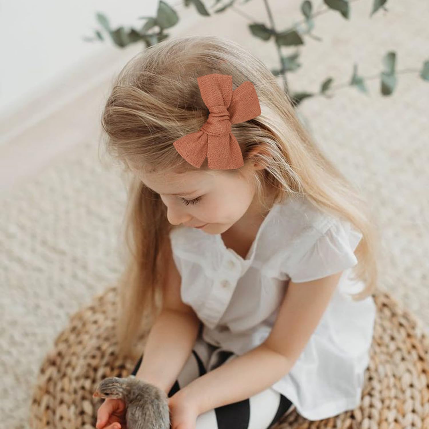 Lazos para el pelo de lino para niñas de 3.2 pulgadas, clips de cocodrilo, accesorios para el cabello para niñas pequeñas, niños y adolescentes