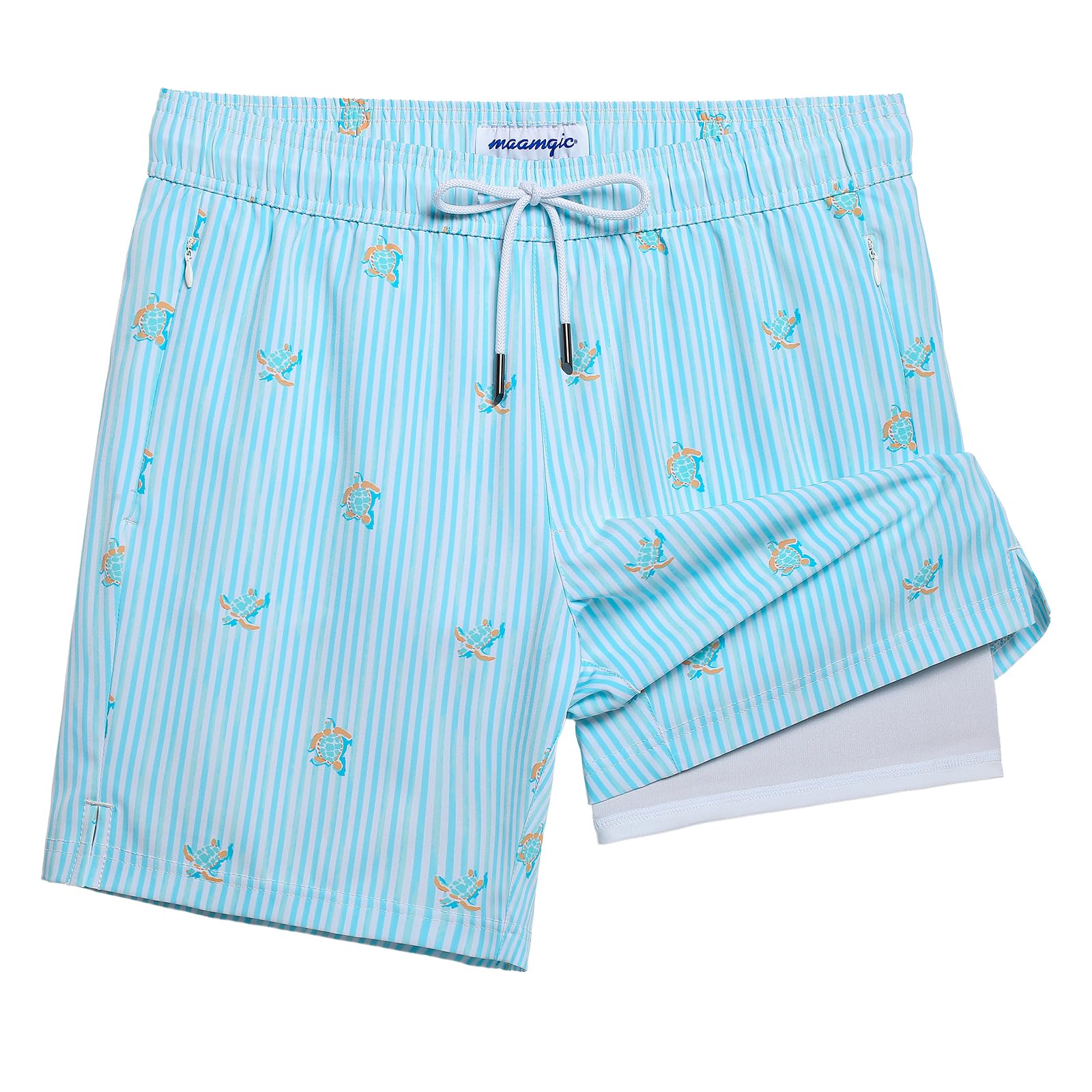maamgic 2 in 1 Mens Swim Trunks 7 Inch Swim Shorts Swim Suits Board Shorts