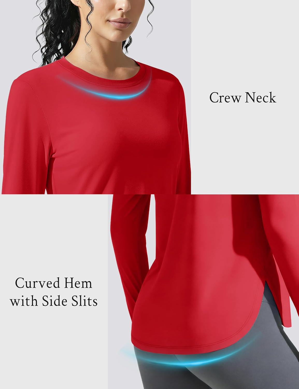 TACVASEN Women's UPF 80+ UV Shirts Long Sleeve Workout Sun Shirt Outdoor Gym Hiking Tops Breathable Lightweight - Image 6