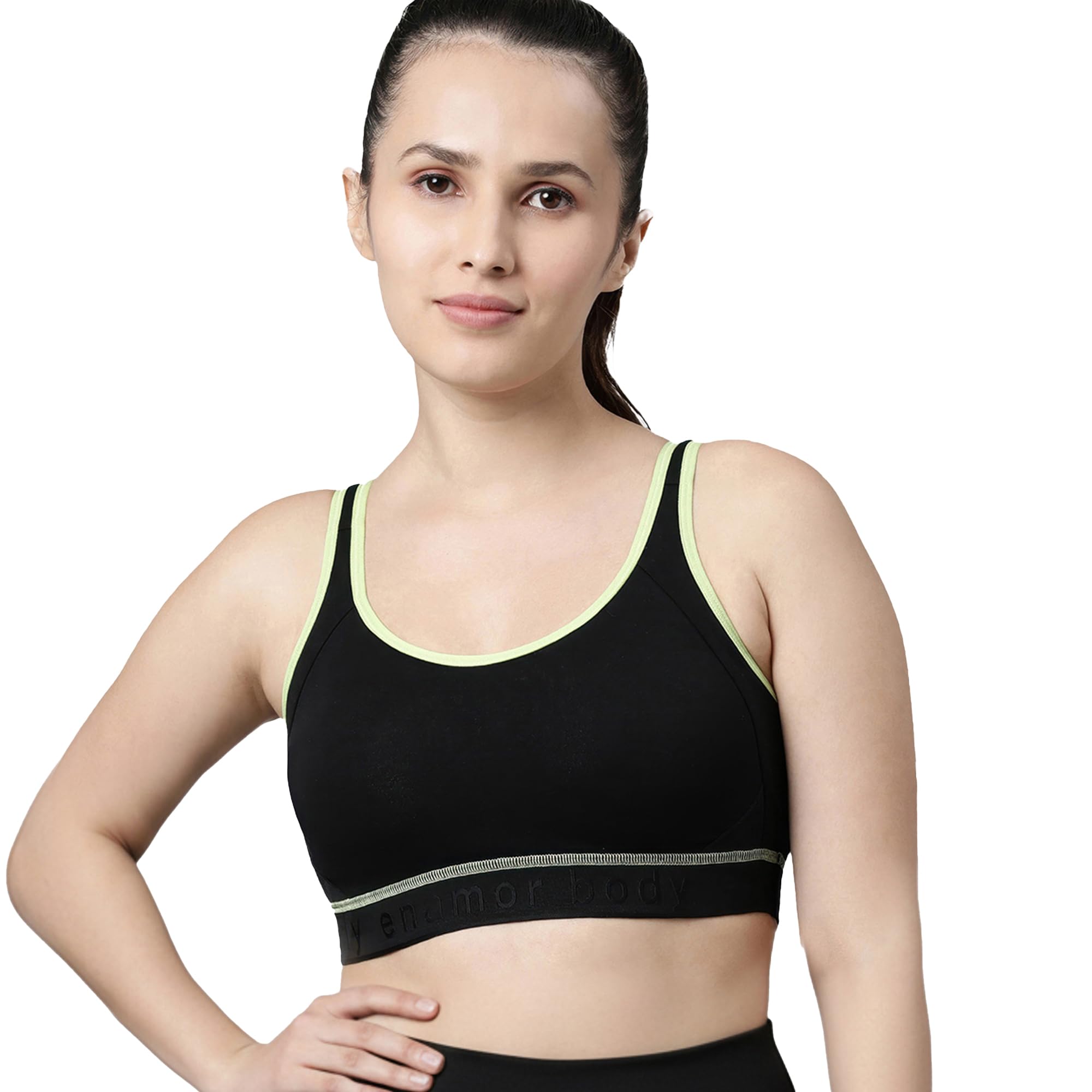enamor Women's Cotton Sports Bra - Non-Padded, Non-Wired, Full Coverage, Trendy Side Shaper Panels and Antimicrobial-picture-42