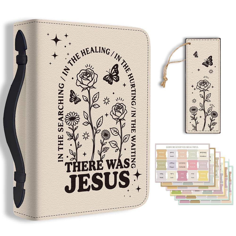 TNKBREEZE Rose Flower Bible Cover for Women Line Art PU Leather Bible Case