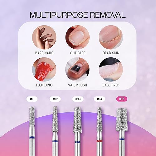 Miniatura 7 de PANA Broca de cono de carburo de diamante de 332 pulgadas, estilo 15, grano medio, brocas profesionales para uñas de gel acrílico, manicura seca,