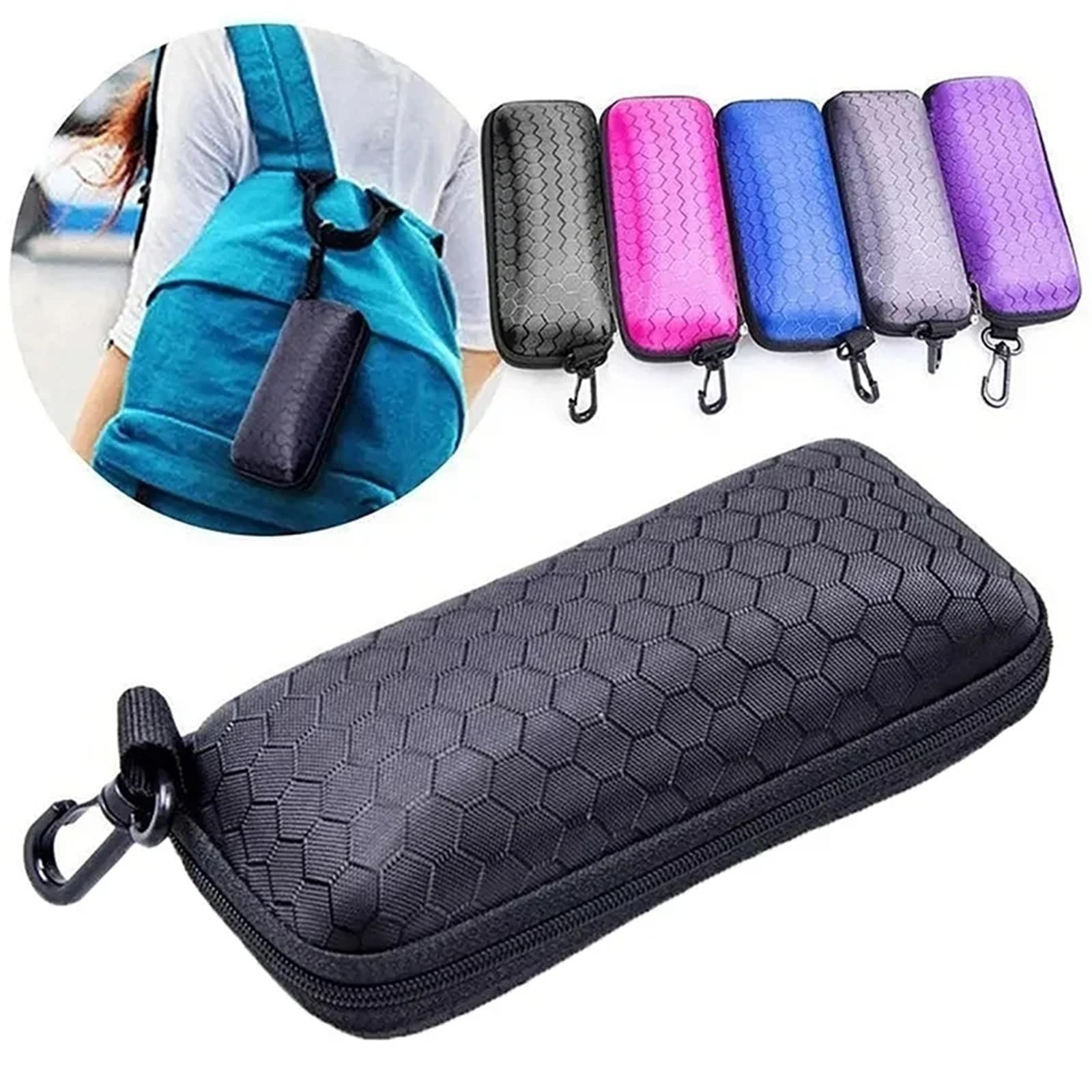 2 stücke Gläser Lagerung Box Brillen Fällen Abdeckung Reise Sonnenbrille Fall for Frauen Gläser Box Mit Lanyard Zipper Brillen Fällen for Männer FüR Damen