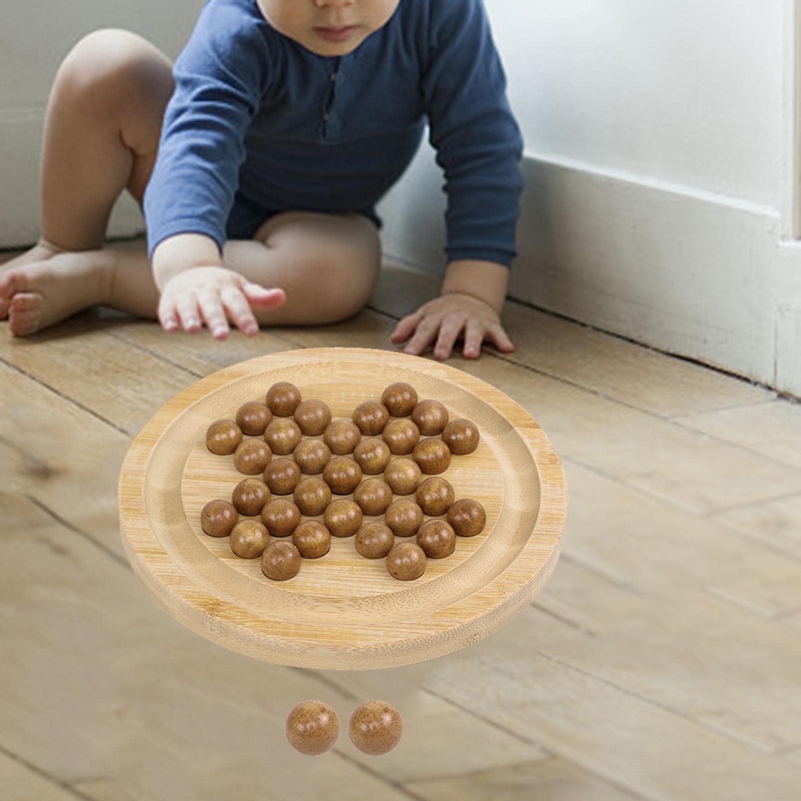 Solitario con Pioli in Legno Giochi da Tavolo Rompicapo Puzzle Indipendenza Scacchi Decorazioni per Ufficio per Bambini, Diametro 180 mm