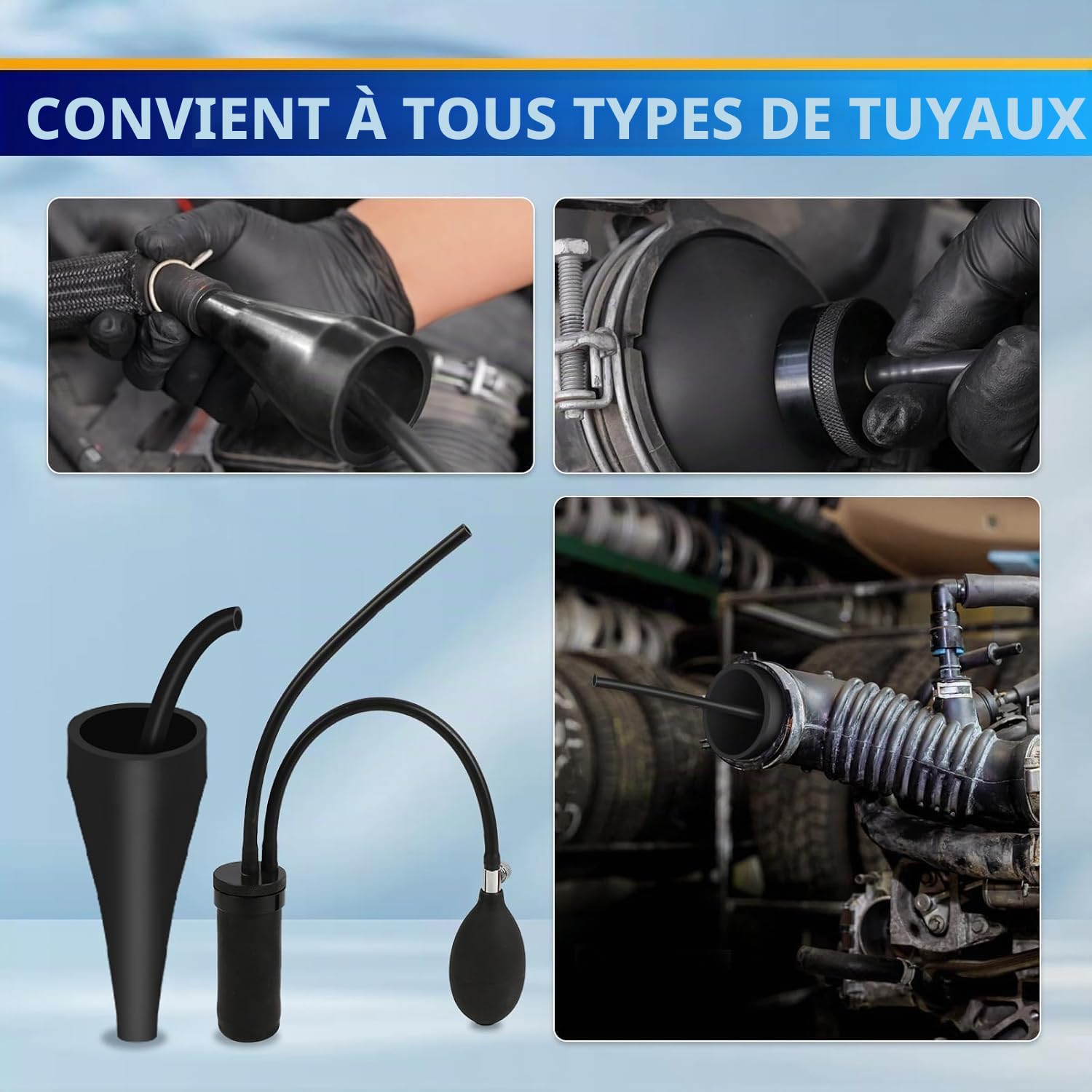 Machine à fumée EVAP pour véhicules automobiles, Pompe à air intégrée, Détecteur de fuites de fumée avec manomètre compatible avec tous les véhicules 12V CC (voitures, motos, véhicules utilitaires lég