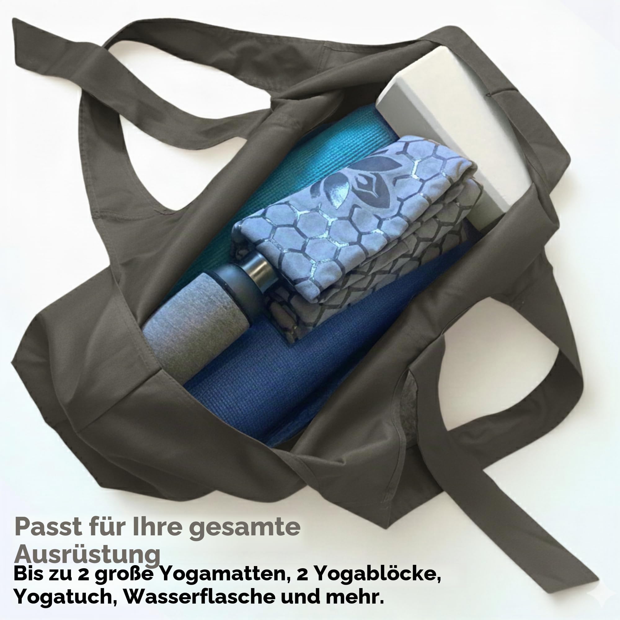Yogiii Yogatasche YogiiiTotePro | Die Originale Yoga Tasche | Yogatasche Für Matte Und Zubehör | Yogamatte Tasche Groß Mit Seitentasche
