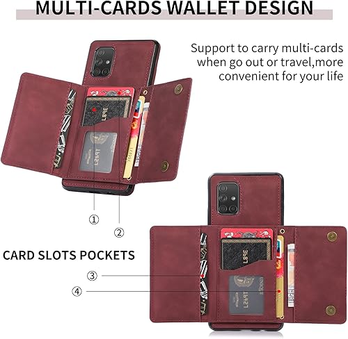 Miniatura 5 de Asuwish Funda de teléfono para Samsung Galaxy A71 5G con protector de pantalla de vidrio templado y soporte de tarjeta de crédito de piel sintética,