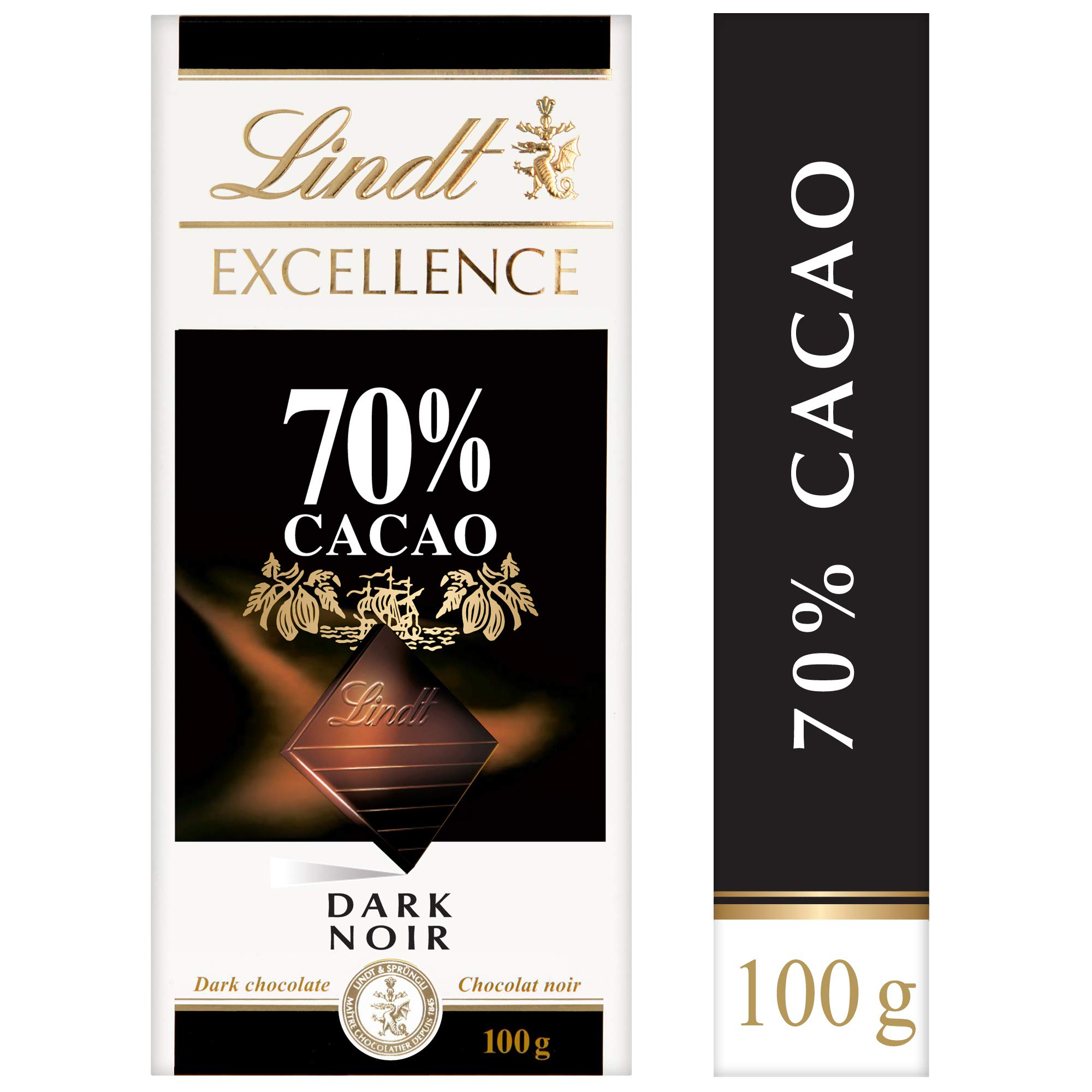 Lindt Excellence 70% Cacao Dark Chocolate Bar, 100 Grams