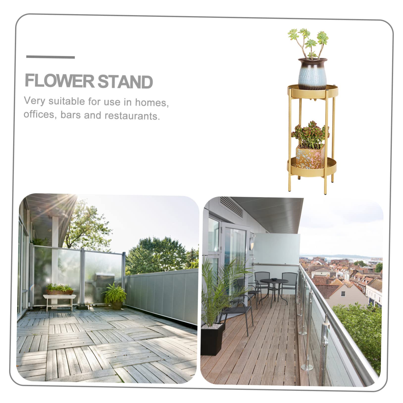 YARNOW Support Pour Plantes à Double Couche Support à Fleurs Décoratif Pour Balcon à Fleurs Sur Pied Simple