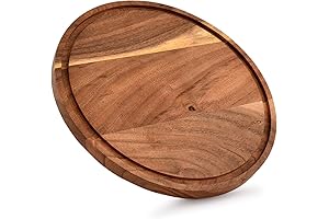 Round Acacia Wood Cutting Board with Juice Groove for Charcuterie