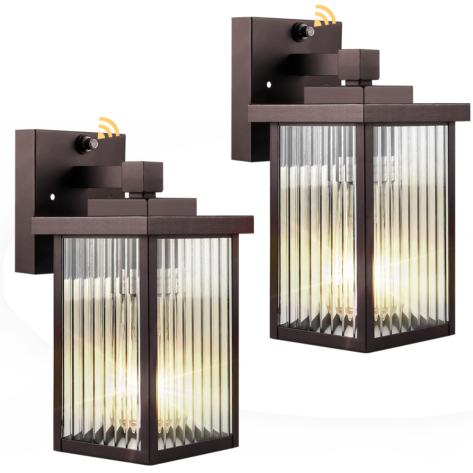 2 Pack Dusk to Dawn Outdoor Lighting Waterproof Outdoor Porch Light with Tempered Glass Outdoor Light Fixture for