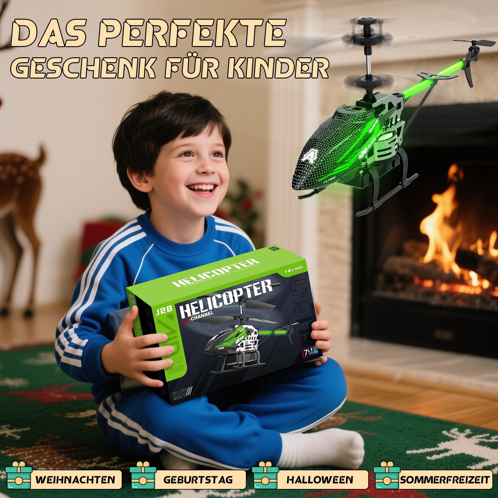 Helikopter zdalnie sterowany, 2,4 G, helikopter RC, samolot ze światłem LED, 3,5-kanałowy, żyroskopter i stała wysokość dla dzieci