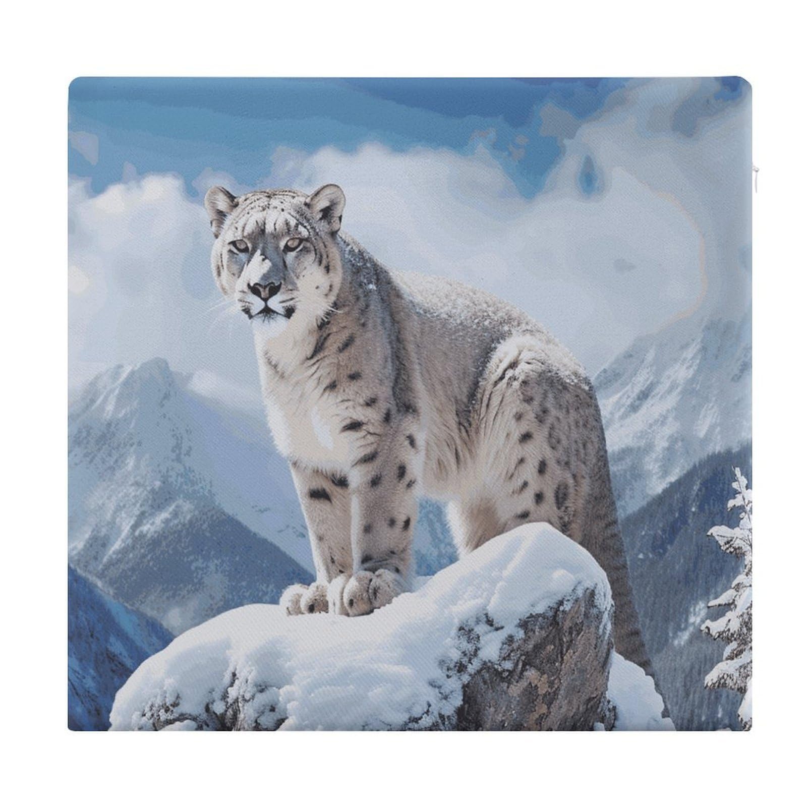 LDGSUPH - Snow Leopard Mountain Seat Cushions for Office Chair Square Cushions Soft Floor Cushions Comfortable Memory Foam Cushion Cushions for Travel Chair in